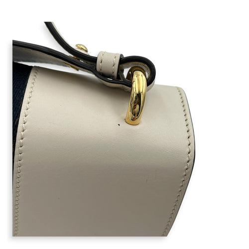 Sylvie White Shoulder Bag in Calfskin, Gold hardware