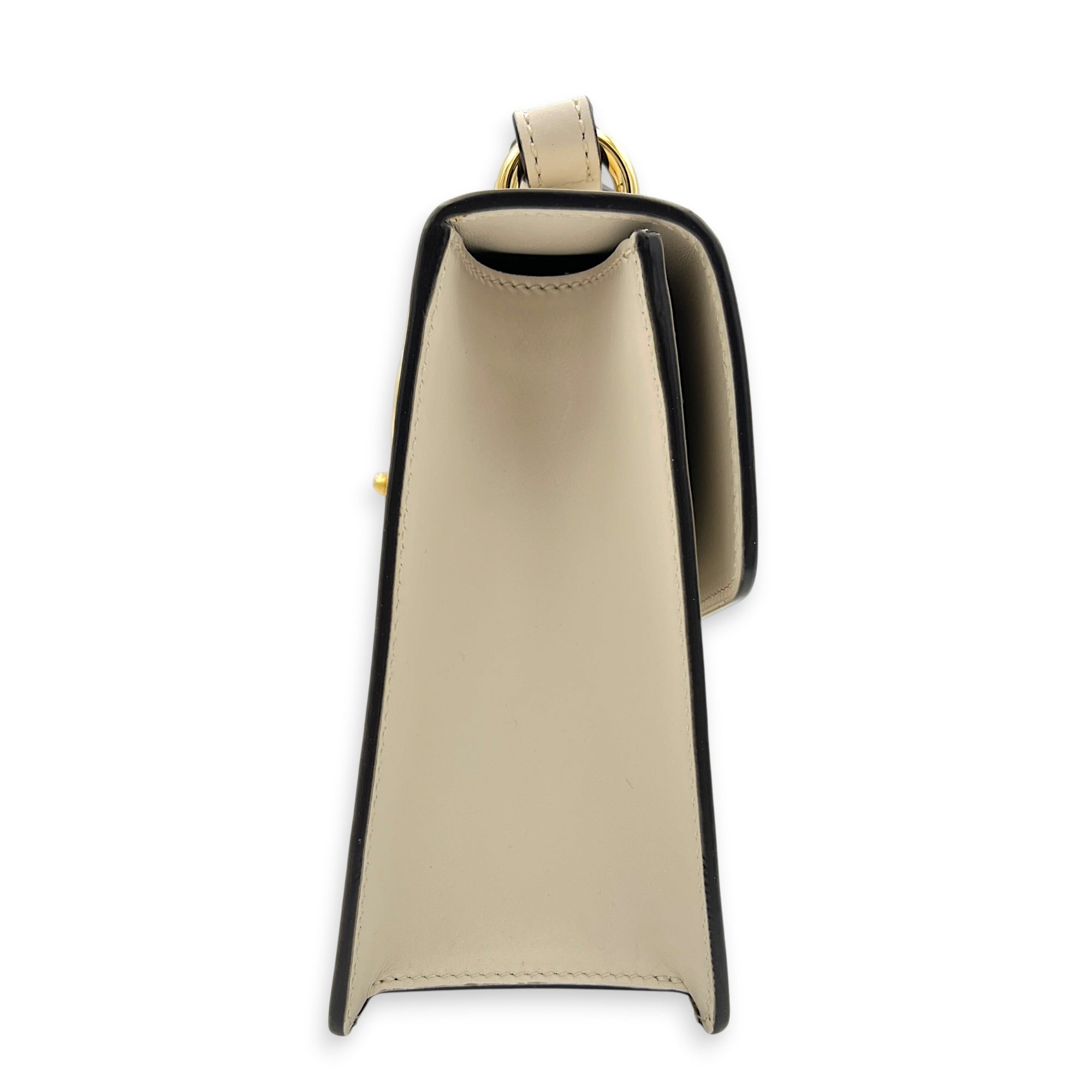 Sylvie White Shoulder Bag in Calfskin, Gold hardware