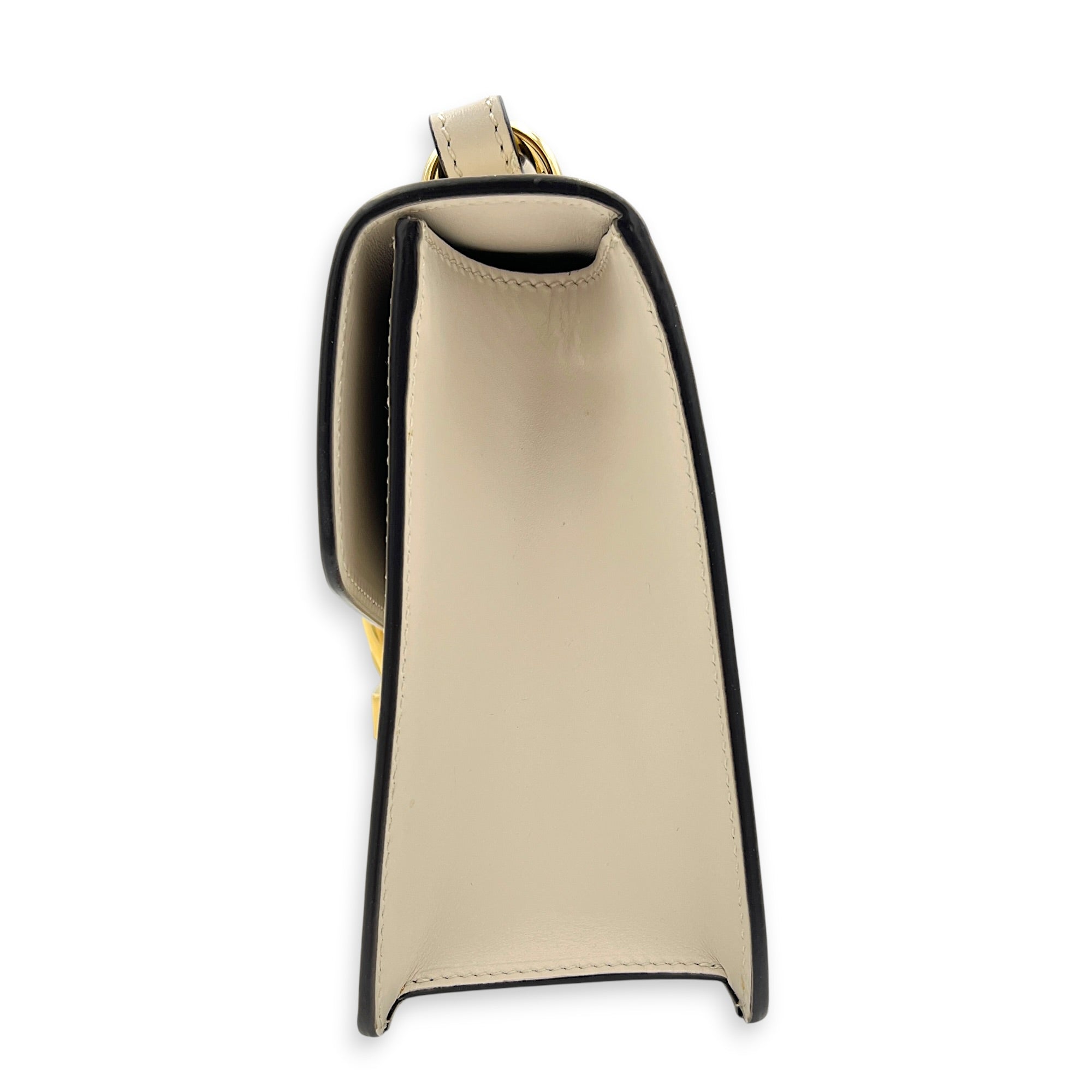 Sylvie White Shoulder Bag in Calfskin, Gold hardware