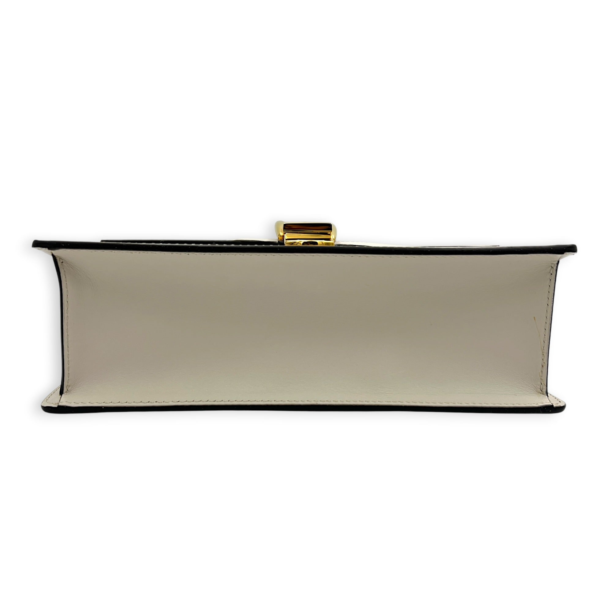 Sylvie White Shoulder Bag in Calfskin, Gold hardware
