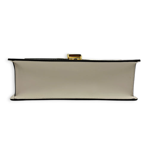 Sylvie White Shoulder Bag in Calfskin, Gold hardware