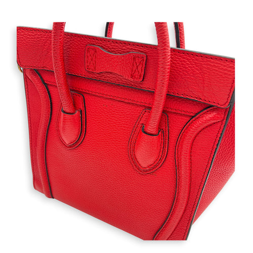 Luggage Top Handle Bag Red in Calfskin, Gold hardware