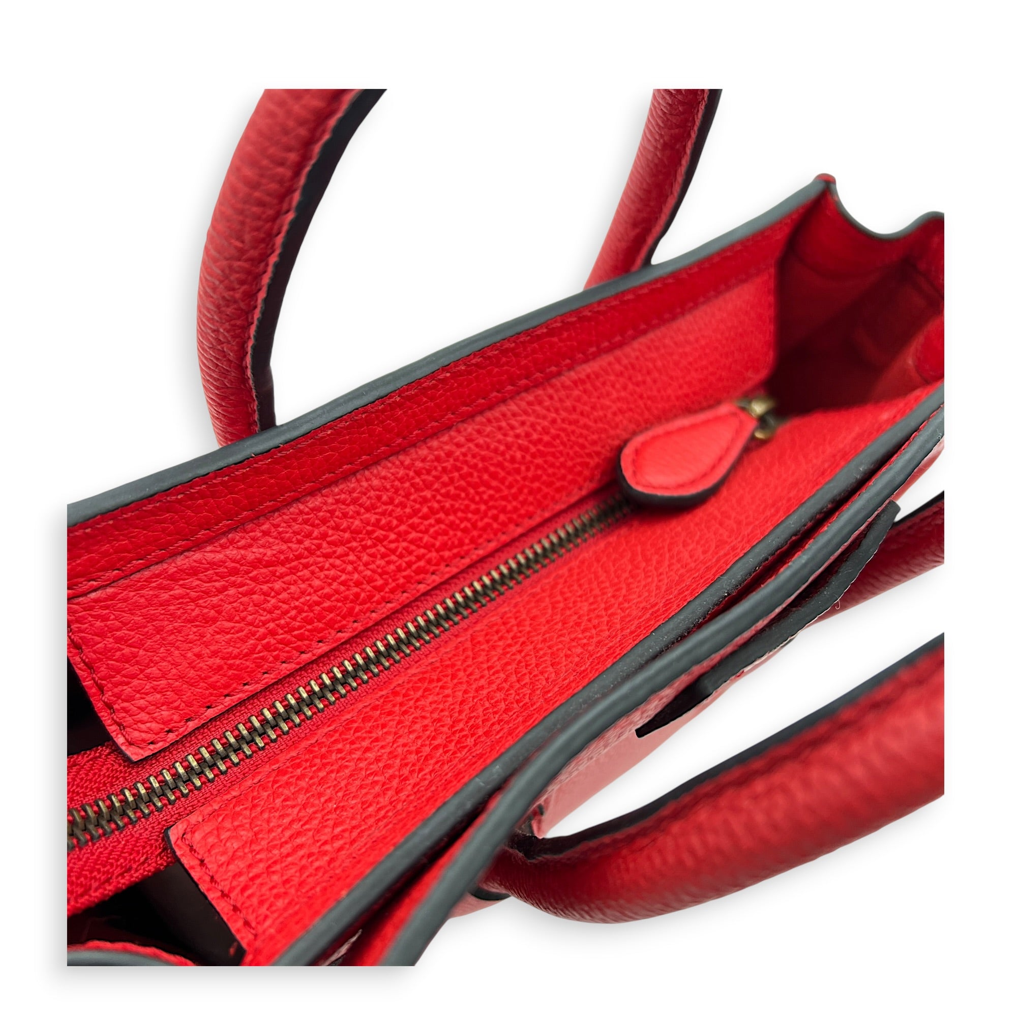 Luggage Top Handle Bag Red in Calfskin, Gold hardware