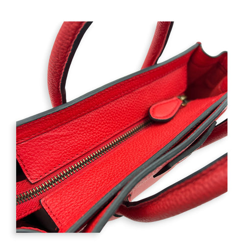 Luggage Top Handle Bag Red in Calfskin, Gold hardware