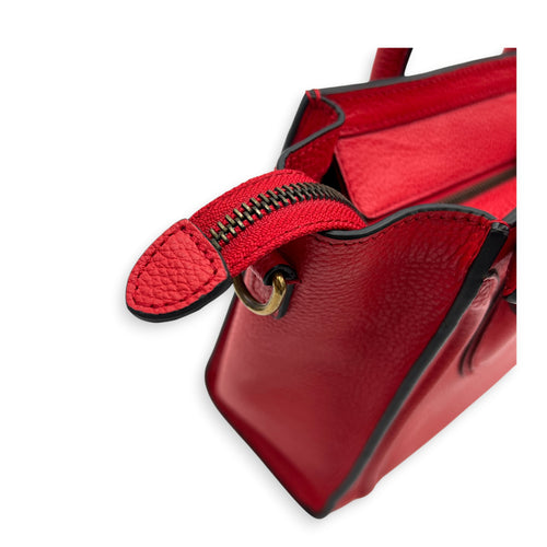 Luggage Top Handle Bag Red in Calfskin, Gold hardware