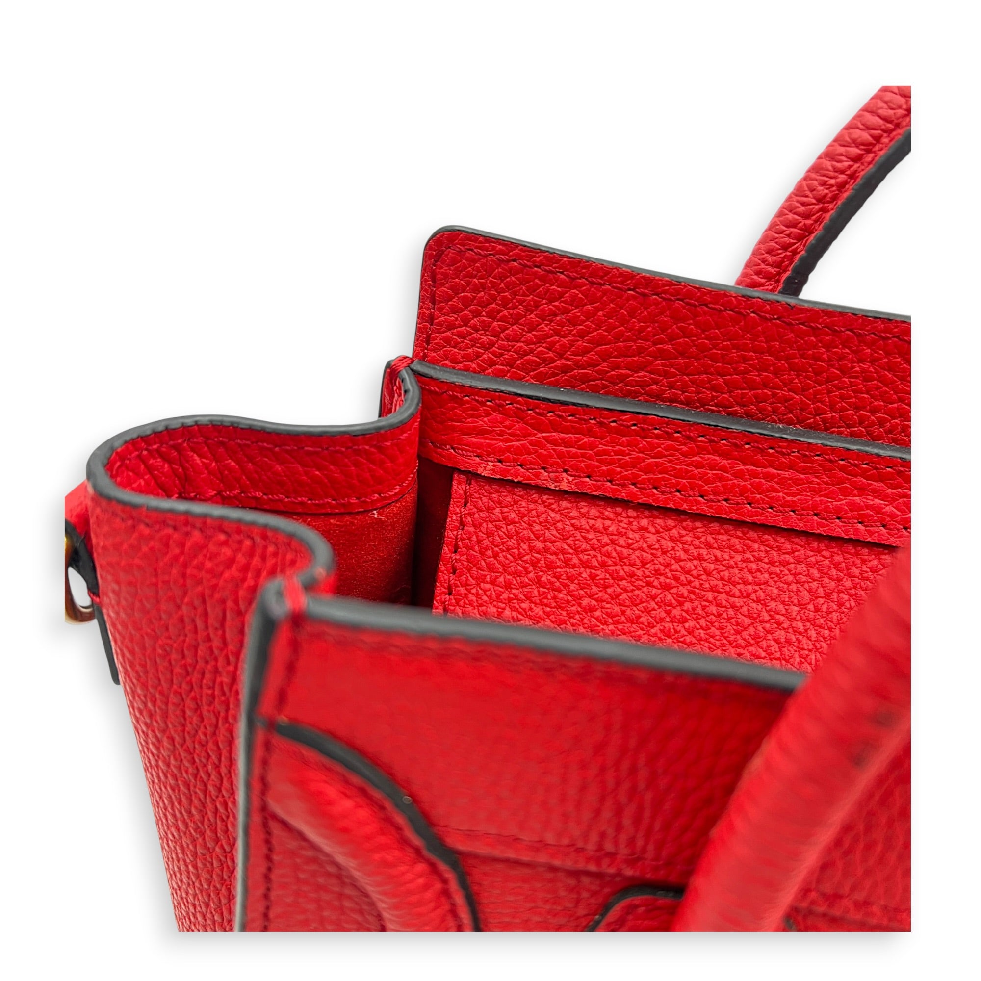 Luggage Top Handle Bag Red in Calfskin, Gold hardware