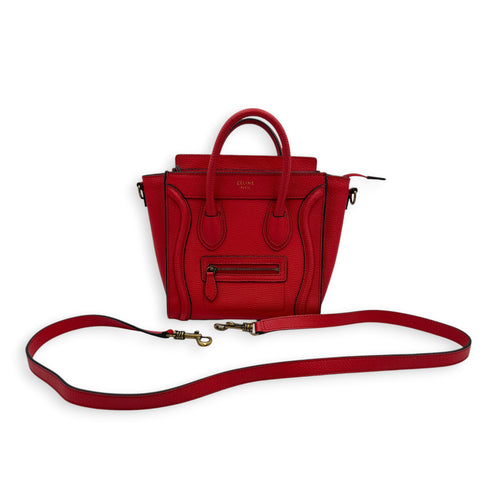 Luggage Top Handle Bag Red in Calfskin, Gold hardware