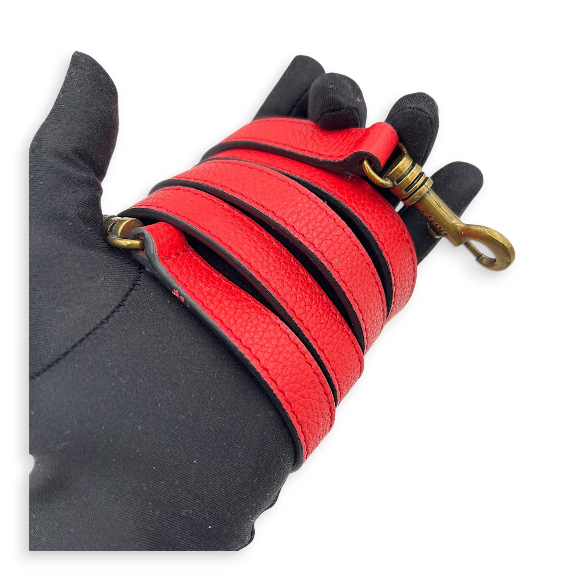 Luggage Top Handle Bag Red in Calfskin, Gold hardware