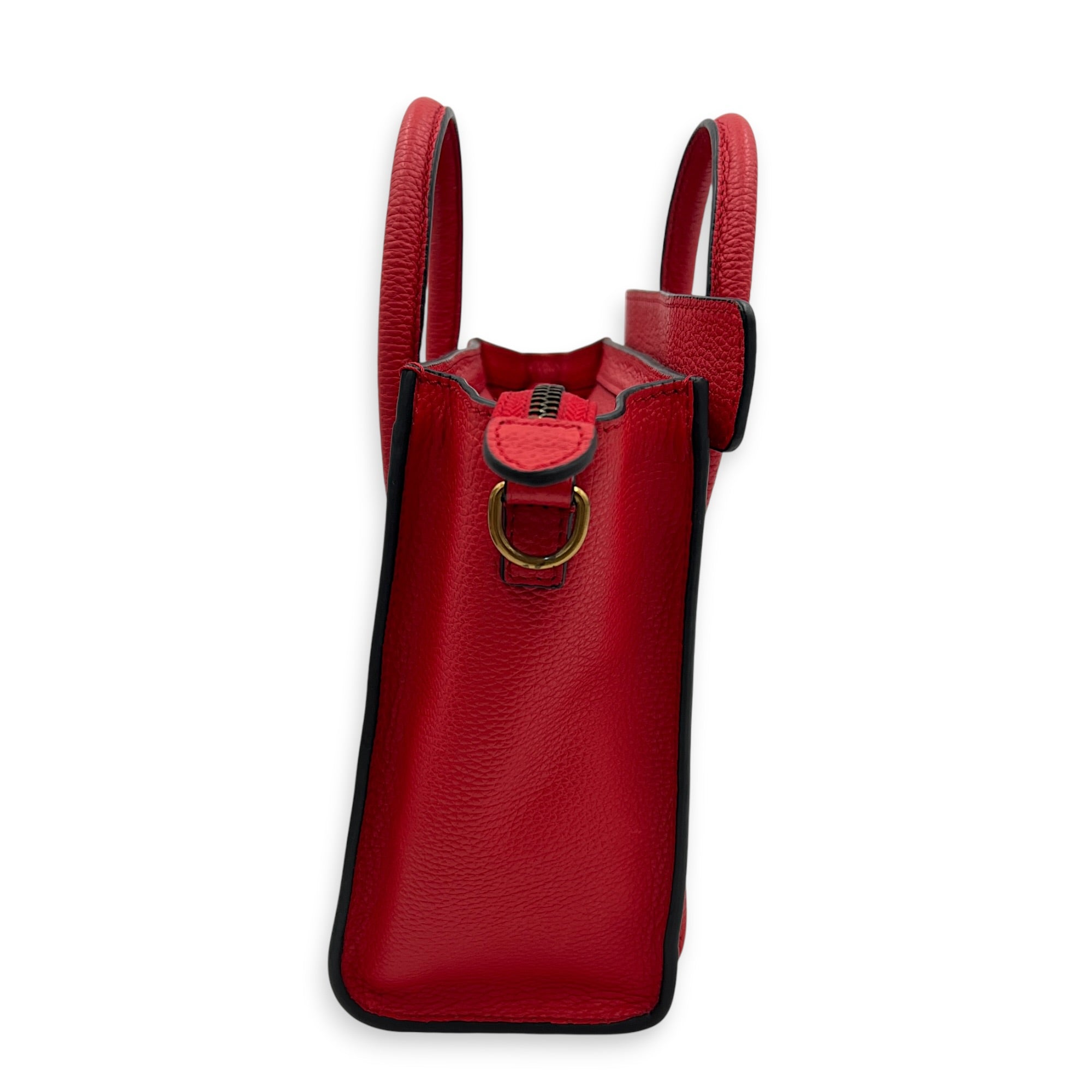 Luggage Top Handle Bag Red in Calfskin, Gold hardware
