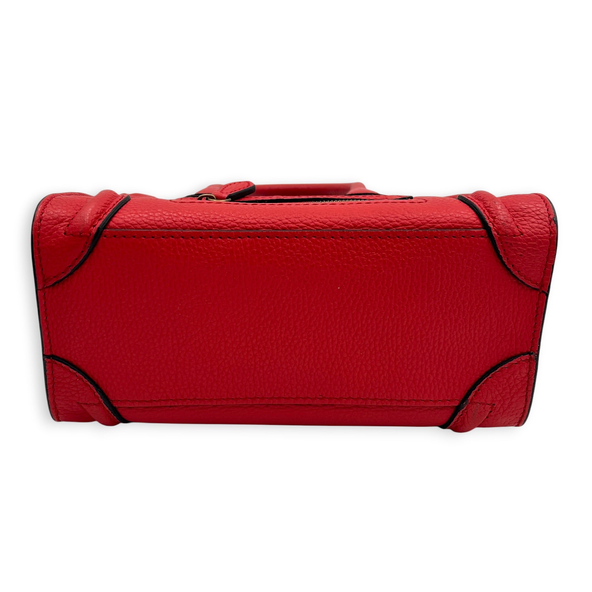 Luggage Top Handle Bag Red in Calfskin, Gold hardware