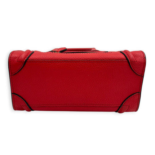 Luggage Top Handle Bag Red in Calfskin, Gold hardware