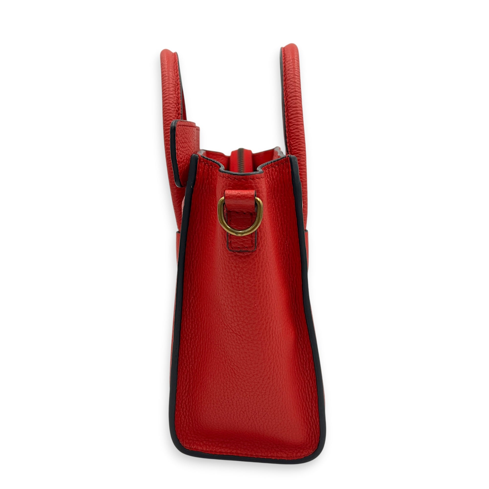 Luggage Top Handle Bag Red in Calfskin, Gold hardware