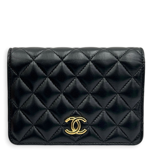 CC Charms Wallet On Chain in Lambskin, Gold hardware