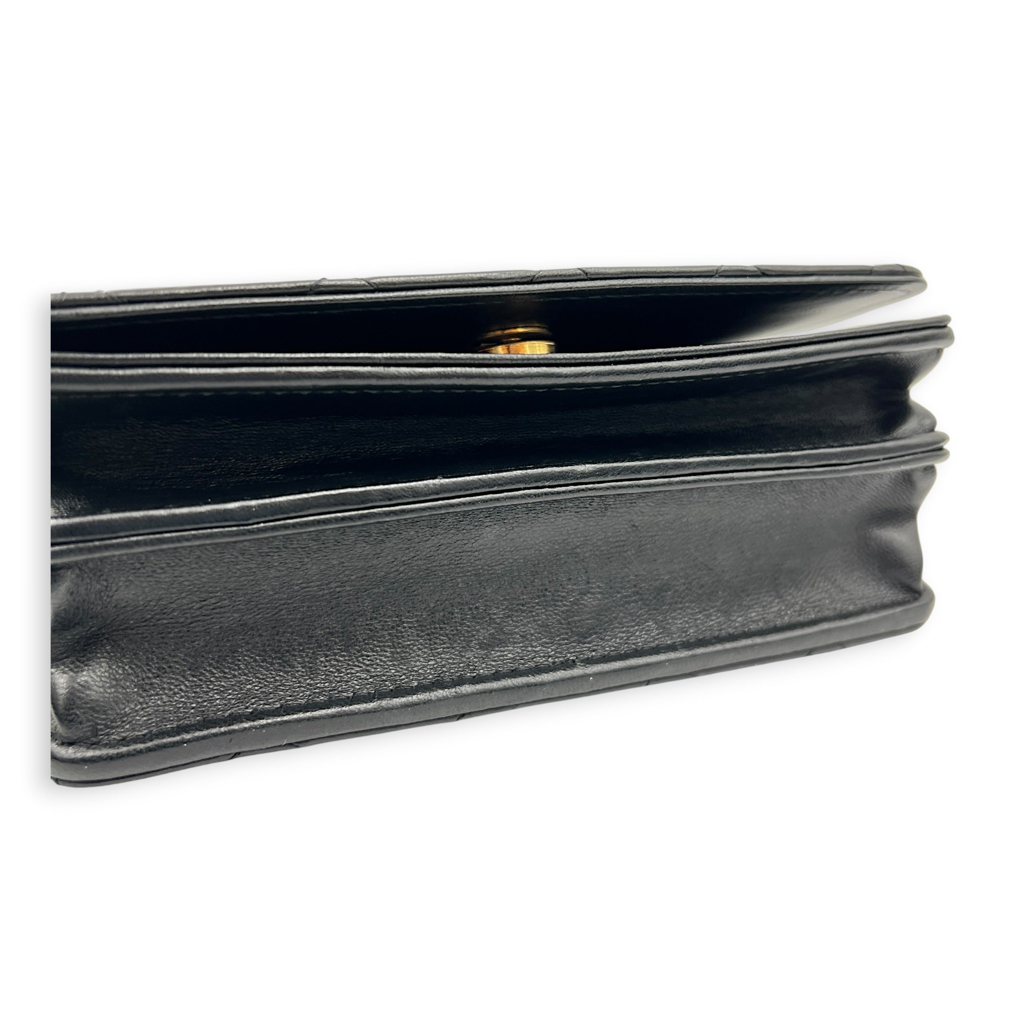 CC Charms Wallet On Chain in Lambskin, Gold hardware