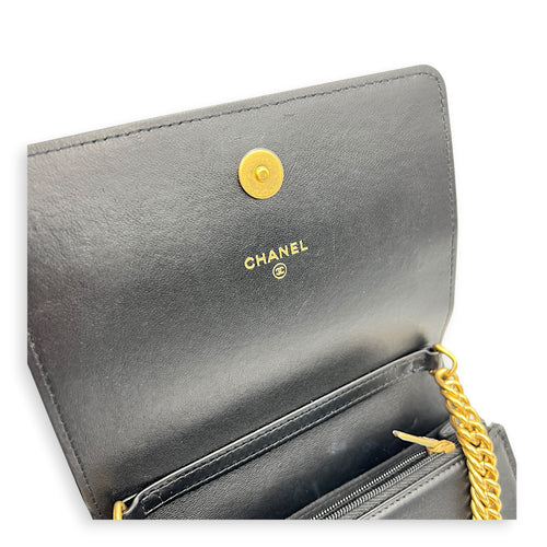 CC Charms Wallet On Chain in Lambskin, Gold hardware