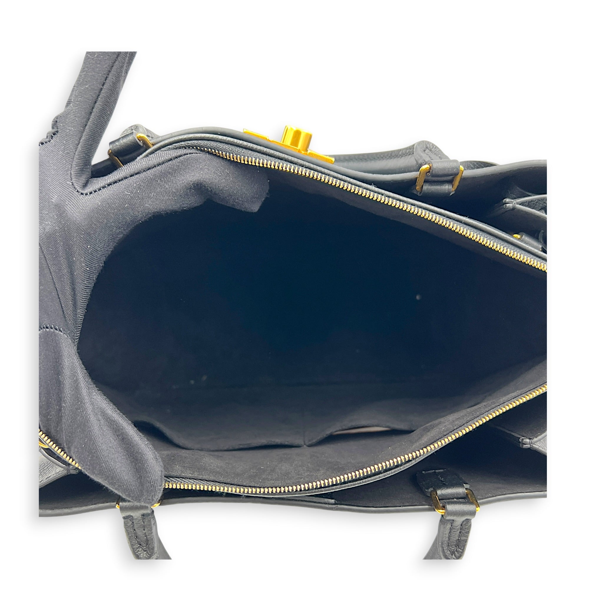 Lock Me Top Handle Bag Black in Calfskin, Gold hardware