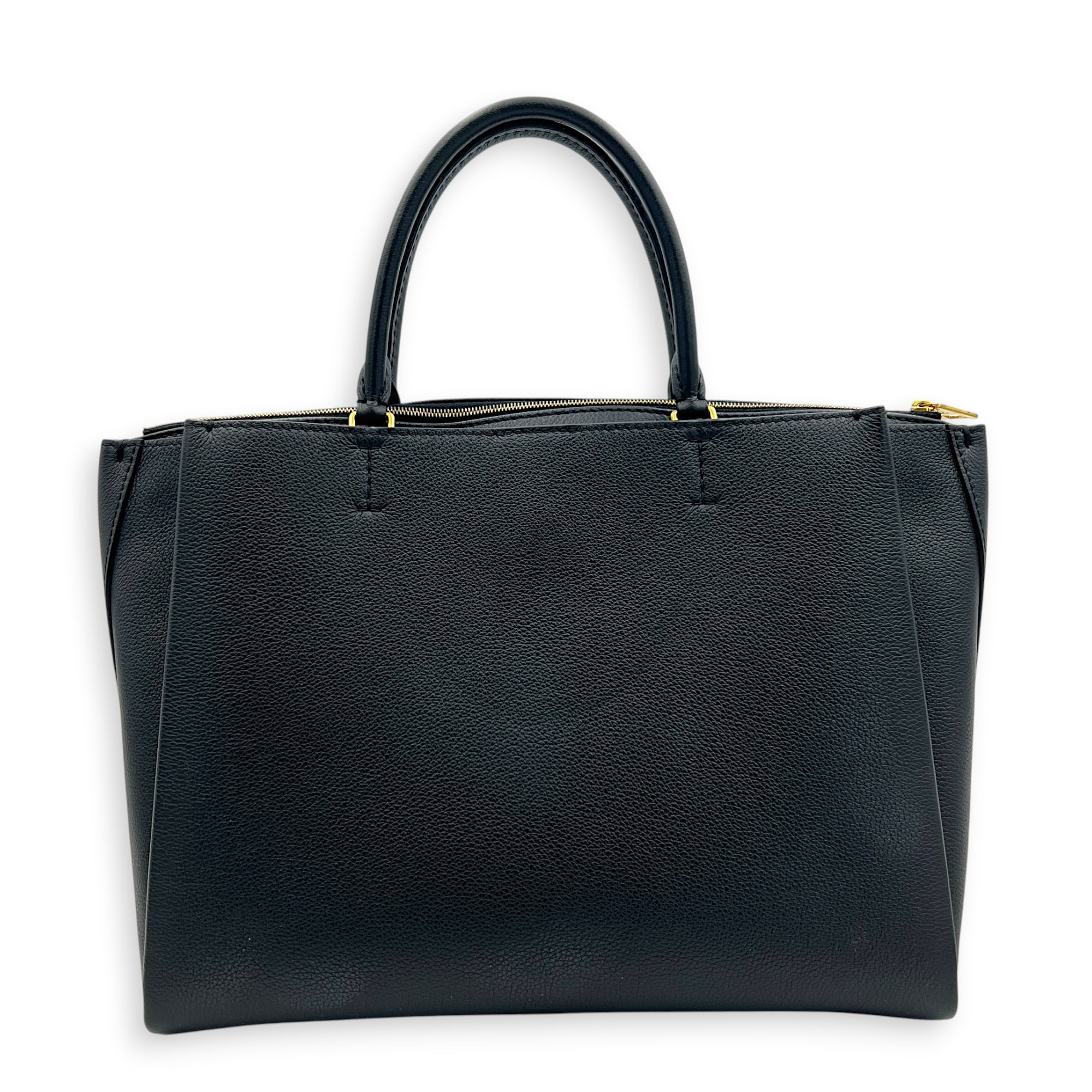 Lock Me Top Handle Bag Black in Calfskin, Gold hardware