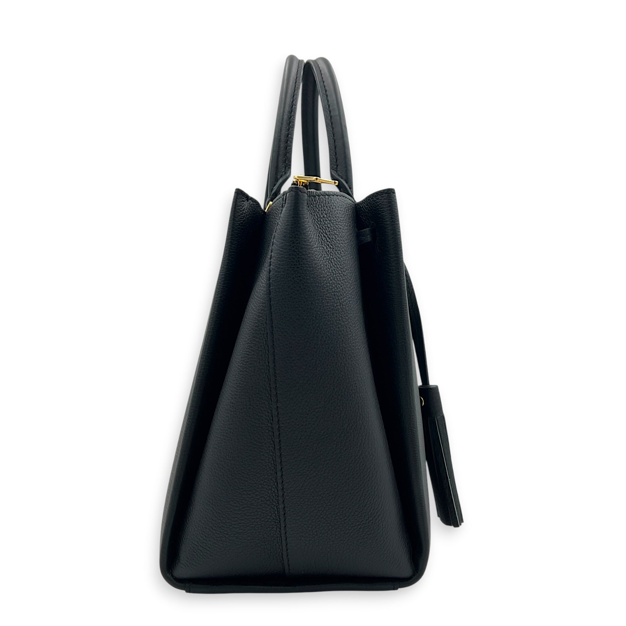 Lock Me Top Handle Bag Black in Calfskin, Gold hardware