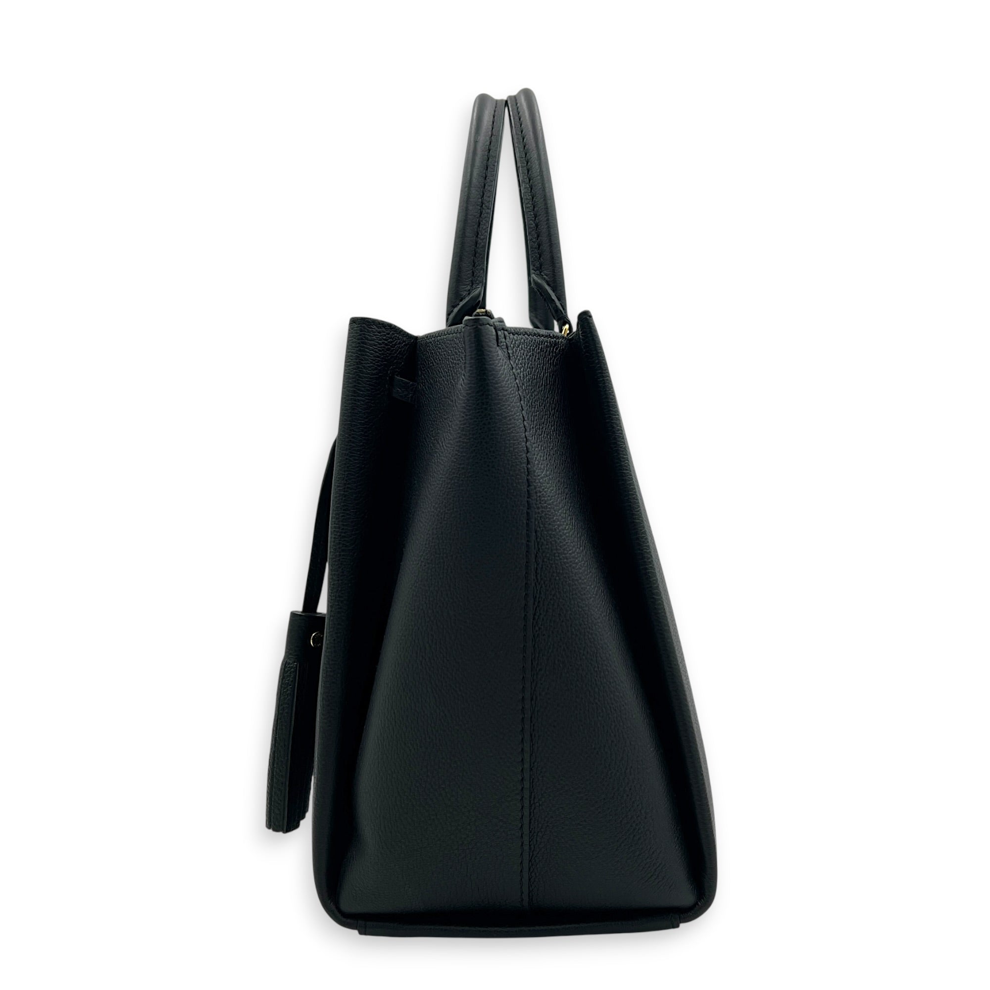 Lock Me Top Handle Bag Black in Calfskin, Gold hardware