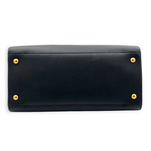 Lock Me Top Handle Bag Black in Calfskin, Gold hardware