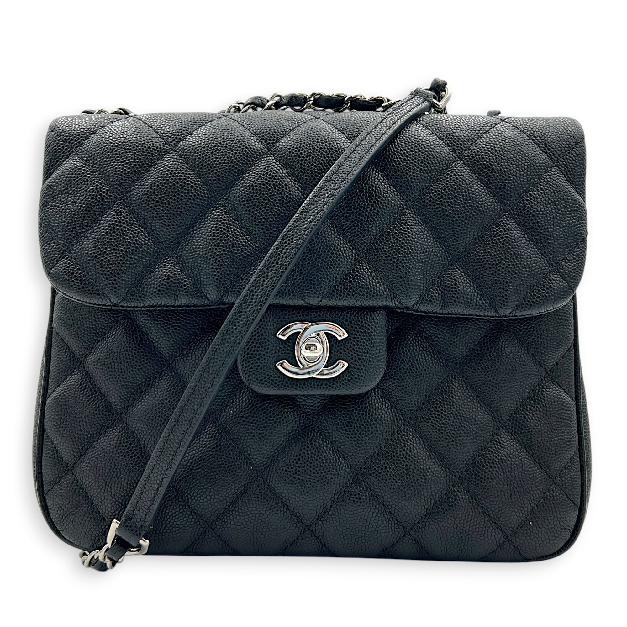 Classic Top Handle Bag Black in Caviar Leather, Gold hardware