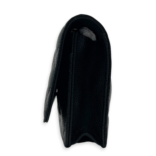 CC Wallet On Chain Black in Caviar Leather, Gold hardware