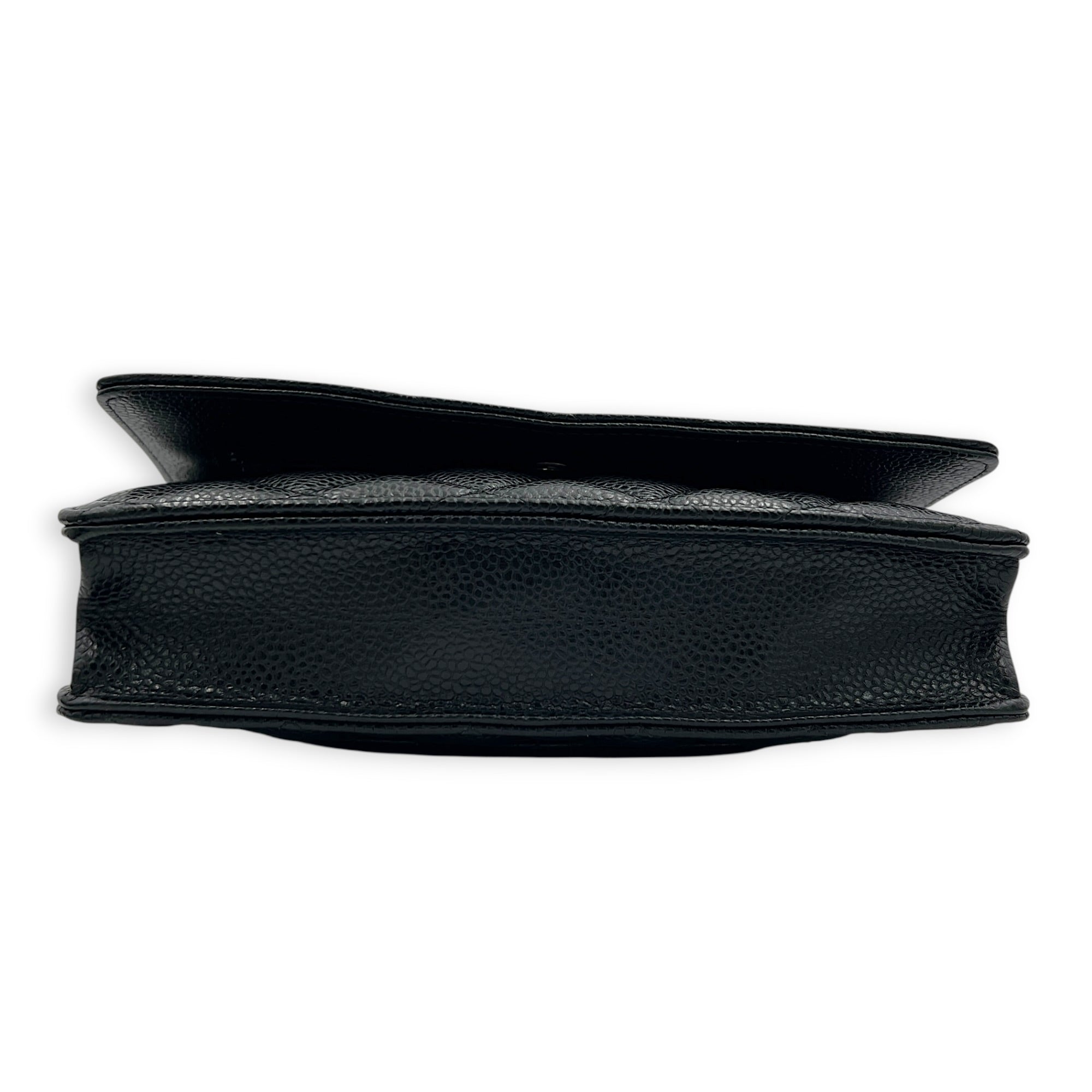 CC Wallet On Chain Black in Caviar Leather, Gold hardware