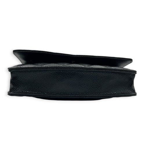 CC Wallet On Chain Black in Caviar Leather, Gold hardware