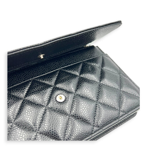CC Wallet On Chain Black in Caviar Leather, Gold hardware