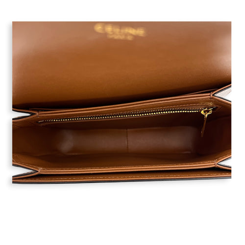 Triomphe Teen Brown Crossbody Bag in Coated Canvas, Gold hardware