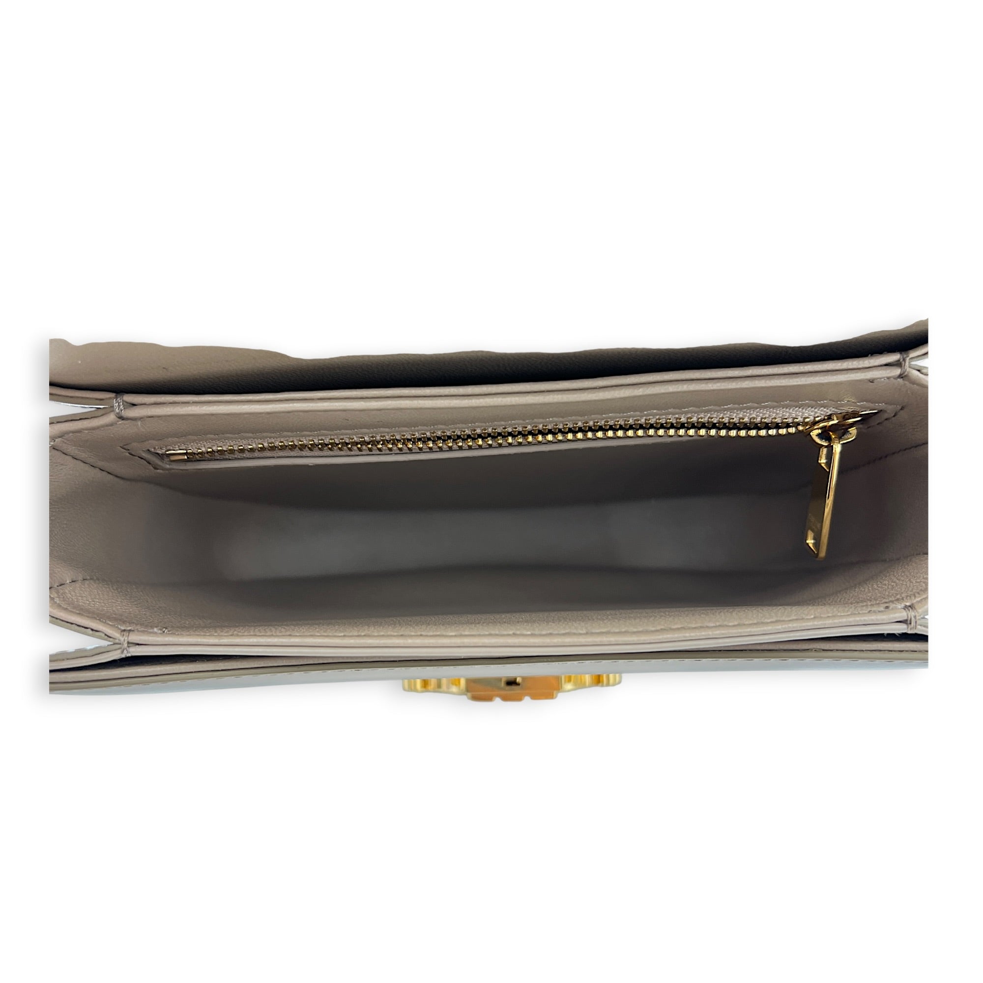 Triomphe Besace Teen Beige Crossbody Bag in Calfskin, Gold hardware
