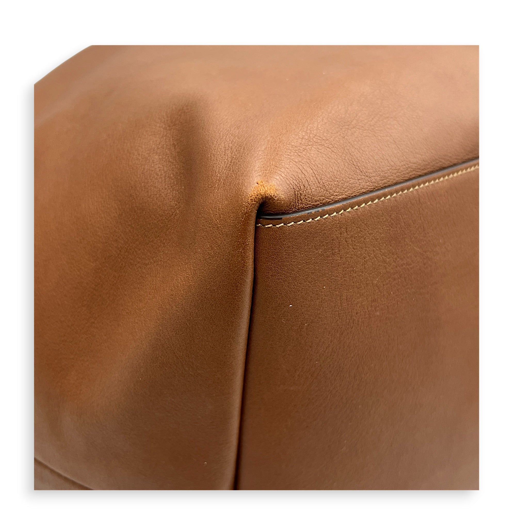 Y Brown Tote Bag in Calfskin, Gold hardware