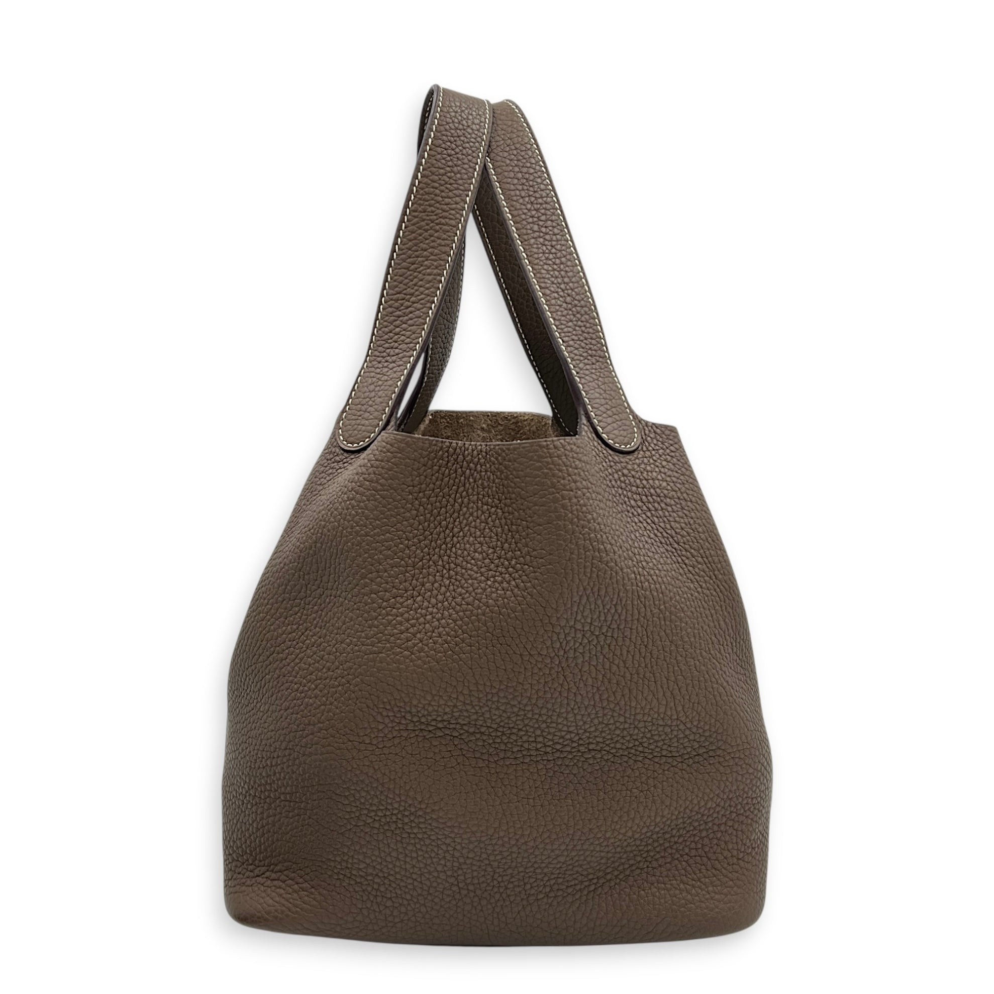 Picotin 22 Etoupe Top Handle Bag in Clemence, Gold hardware