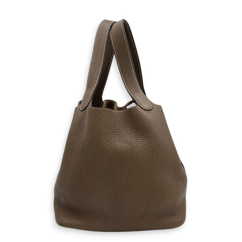 Picotin 22 Etoupe Top Handle Bag in Clemence, Gold hardware