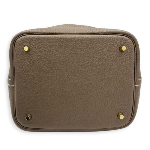 Picotin 22 Etoupe Top Handle Bag in Clemence, Gold hardware
