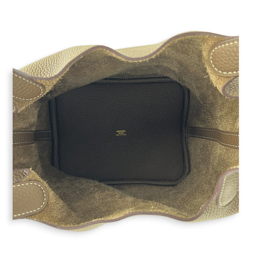 Picotin 22 Etoupe Top Handle Bag in Clemence, Gold hardware
