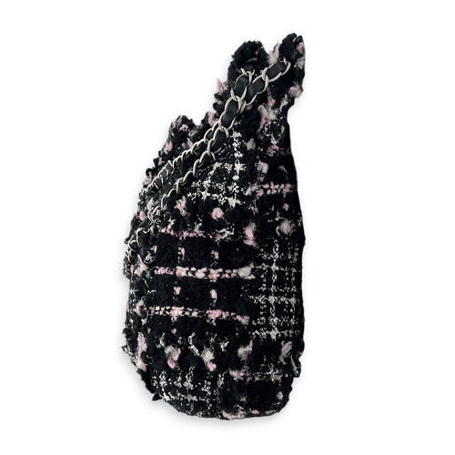 22 Tote Small Black Shoulder Bag in Tweed, Silver hardware