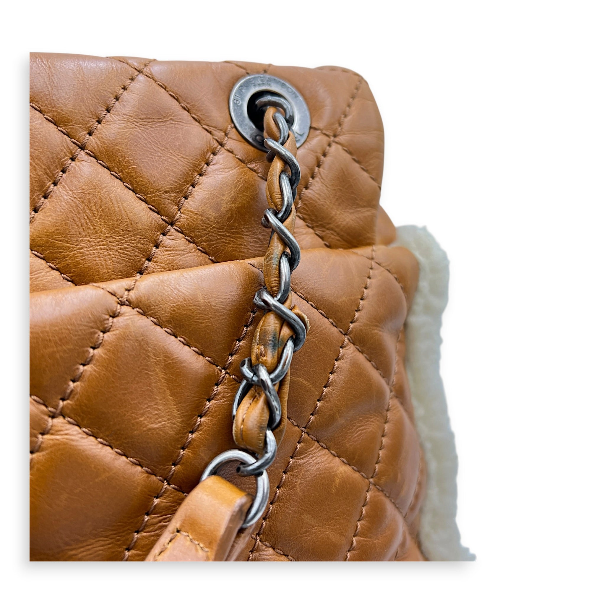 Paris-Salzburg CC Backpack Brown in Shearling, Ruthenium hardware