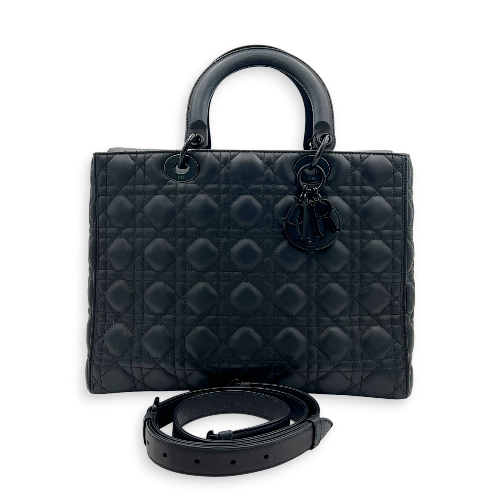 Lady Dior Top Handle Bag Black in Lambskin, Black hardware