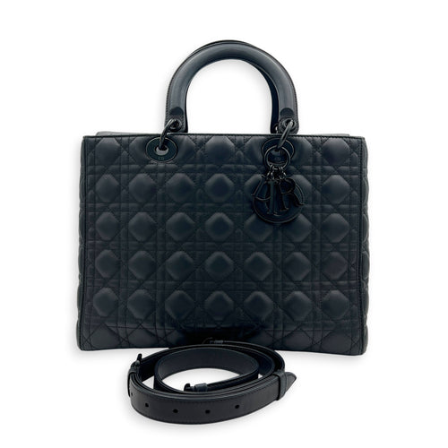 Lady Dior Top Handle Bag Black in Lambskin, Black hardware