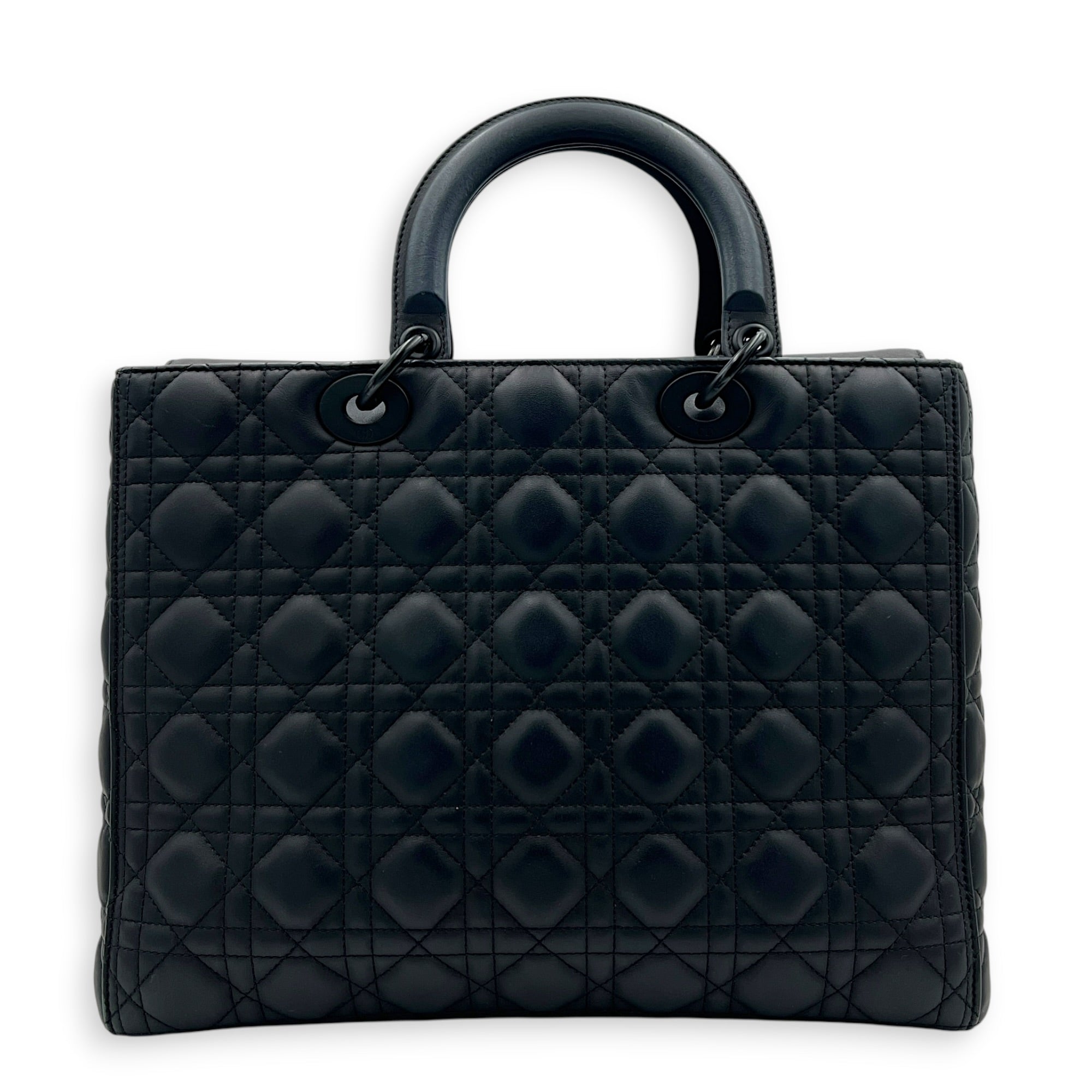 Lady Dior Top Handle Bag Black in Lambskin, Black hardware