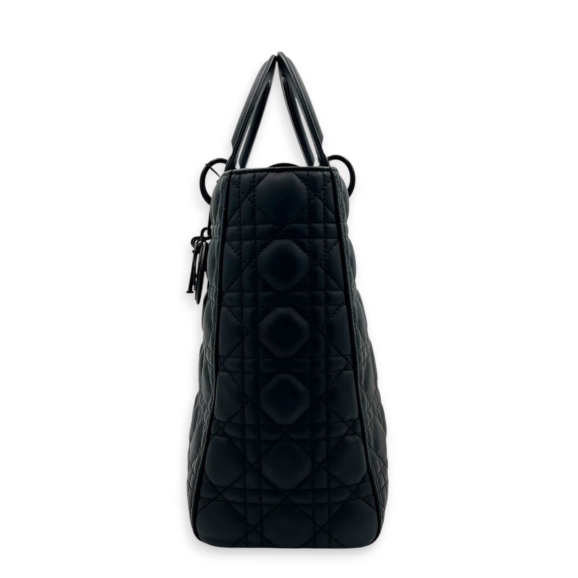 Lady Dior Top Handle Bag Black in Lambskin, Black hardware