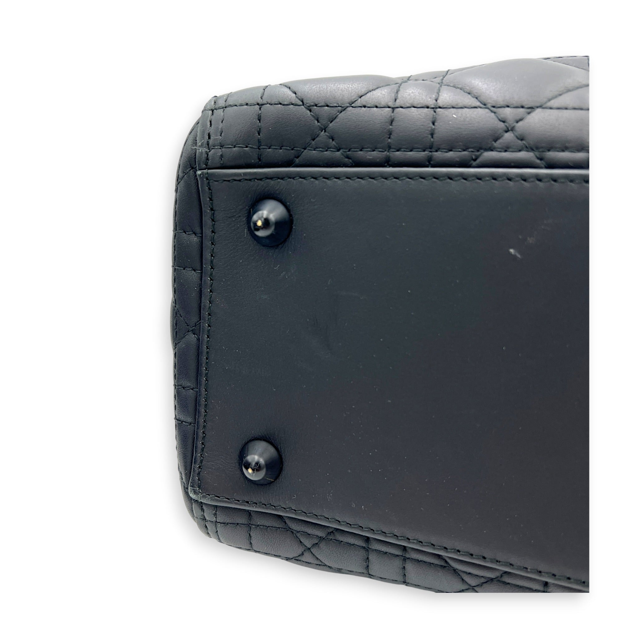 Lady Dior Top Handle Bag Black in Lambskin, Black hardware