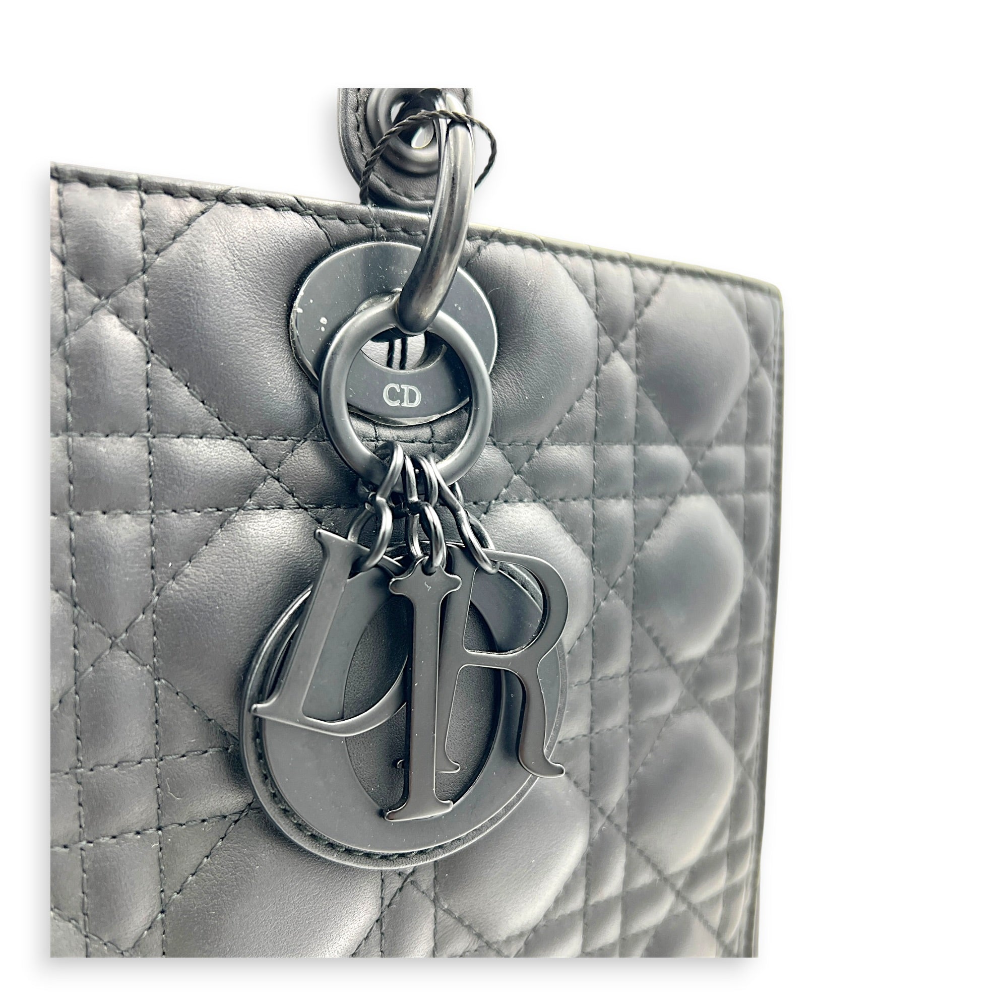 Lady Dior Top Handle Bag Black in Lambskin, Black hardware