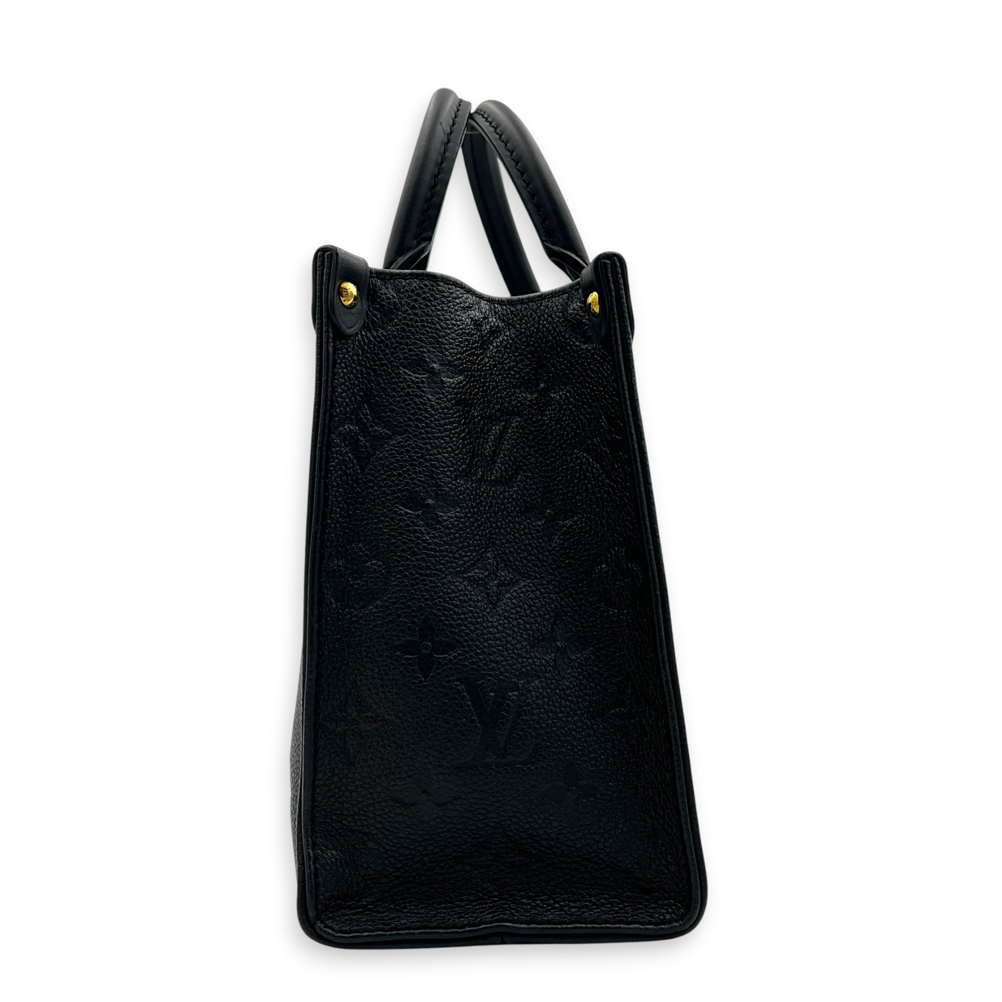 OnTheGo Tote Bag PM Black in Empreinte Leather, Gold hardware
