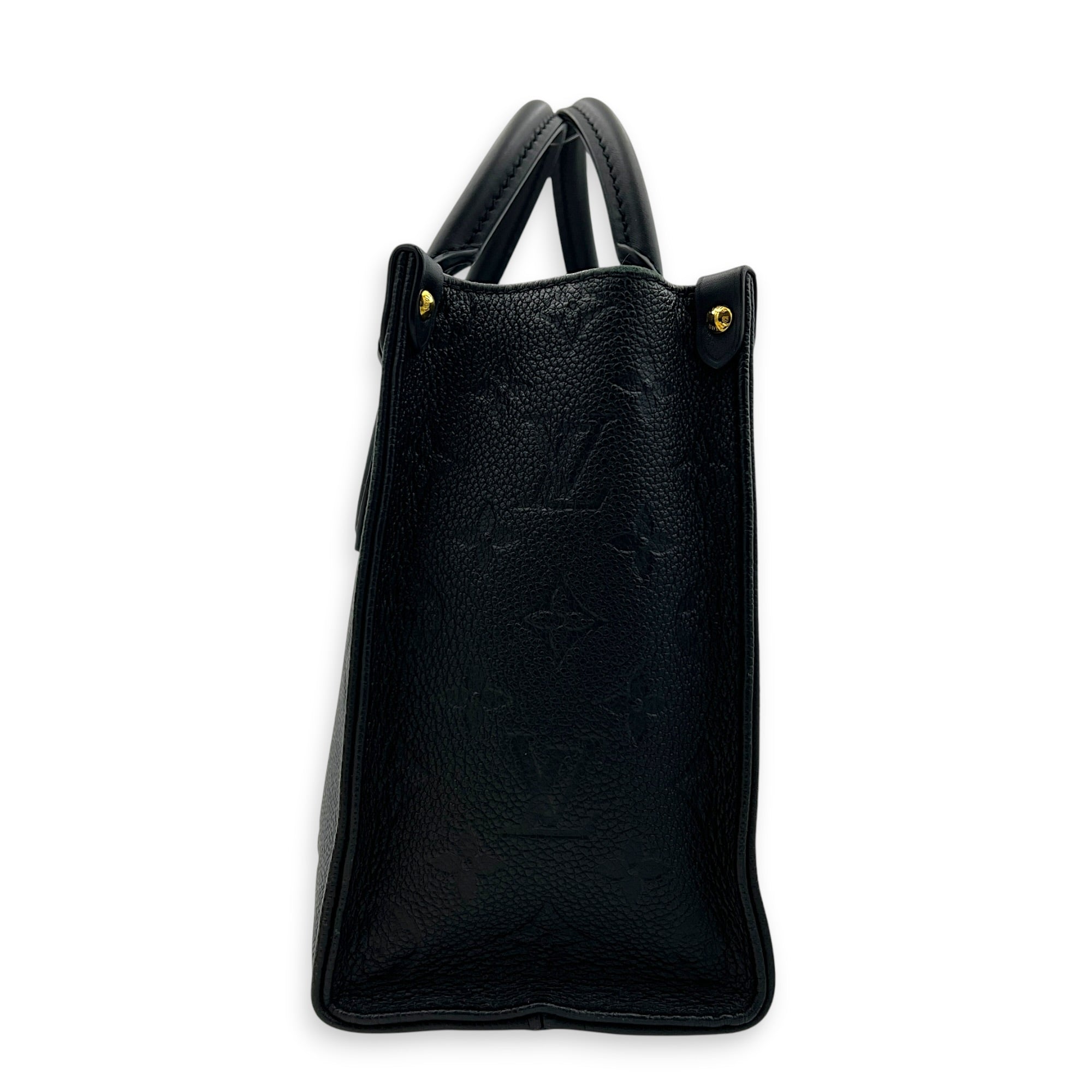 OnTheGo Tote Bag PM Black in Empreinte Leather, Gold hardware