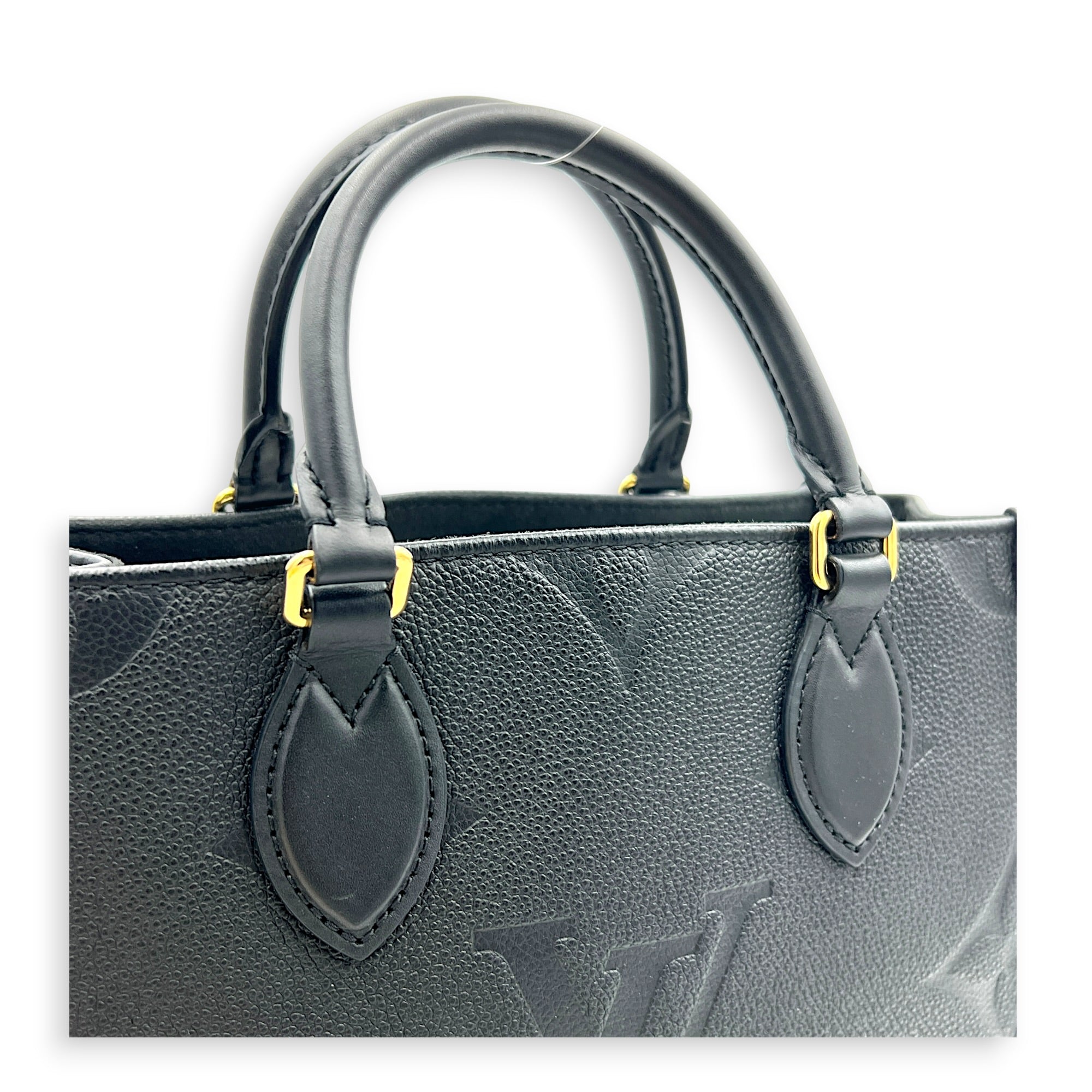 OnTheGo Tote Bag PM Black in Empreinte Leather, Gold hardware