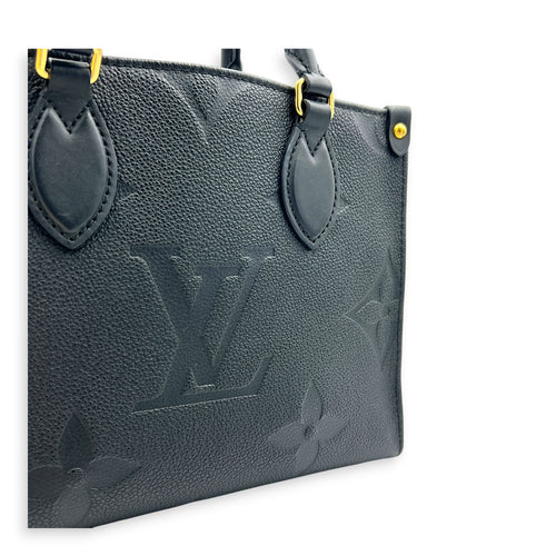 OnTheGo Tote Bag PM Black in Empreinte Leather, Gold hardware