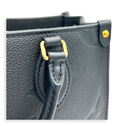 OnTheGo Tote Bag PM Black in Empreinte Leather, Gold hardware