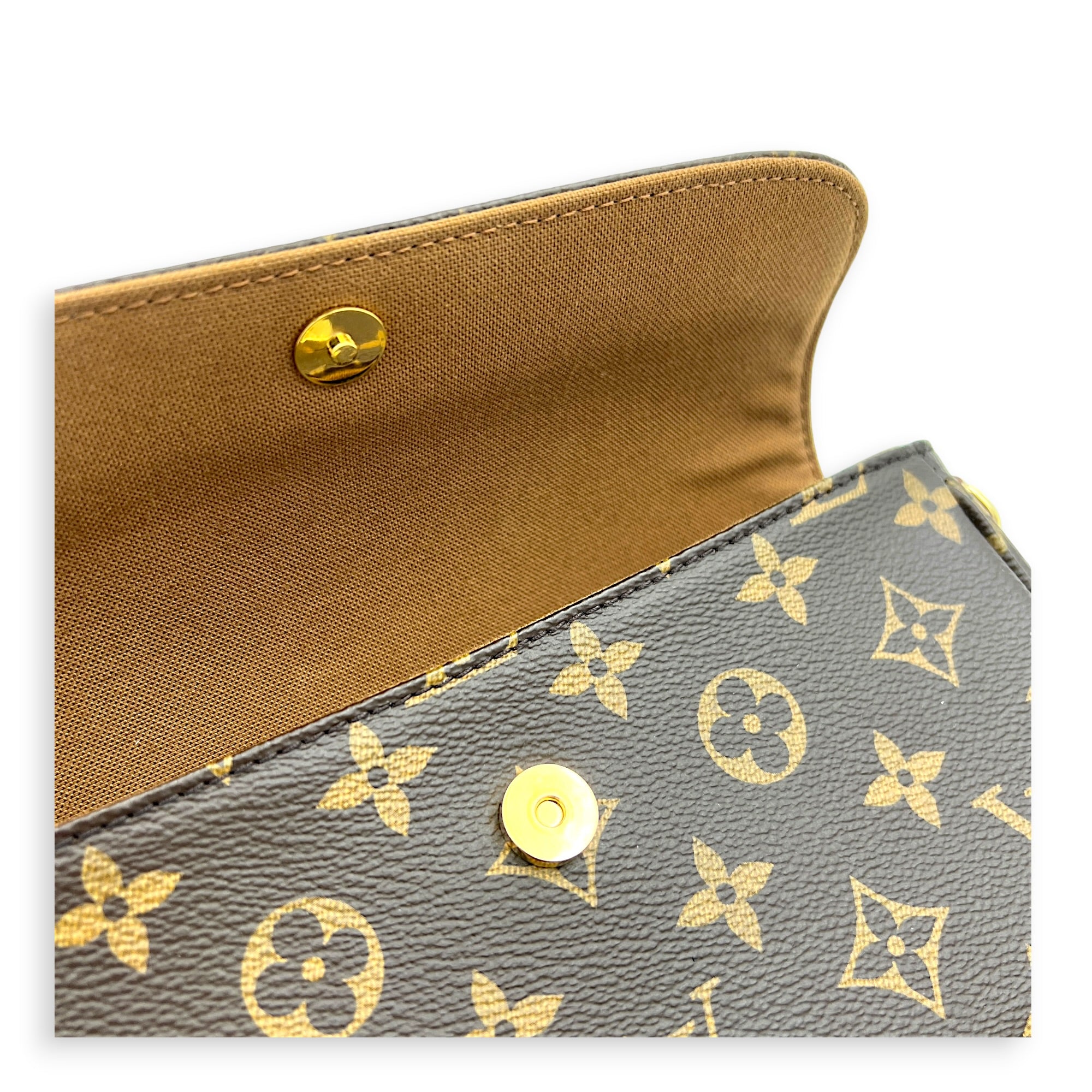 Ivy Wallet On Chain in Monogram Coated Canvas, Gold hardware